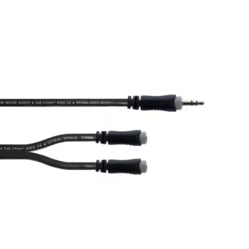 Cordial 14883 cable adaptador en Y estéreo de 3,5 mm, 1x conector macho jack a 2x conector hembra jack, 0,3 m, negro