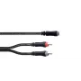 Cordial 14889 cable adaptador en Y de audio conector hembra jack estéreo de 3,5mm a 2x conector hembra RCA 0,3m cable doble de PVC negro