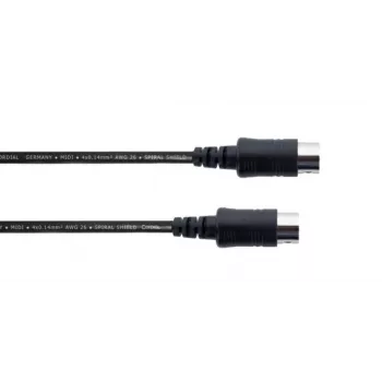 Cordial cable de conexión MIDI 1m, conector DIN de 5 polos macho a macho, negro (14894)