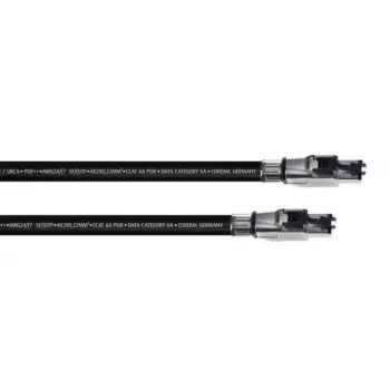 Cordial 15611 cable de red CAT 6a SF/UTP RJ45, 3 m, negro, funda de PUR
