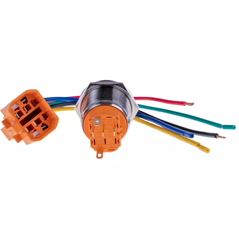 JOY-IT BUTTON22A-M-RD pulsador (contacto de cierre), 22 mm, rojo, 250 V AC, 3 A, 1 NO, IP67, IK10