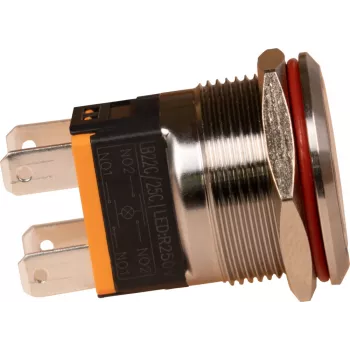 JOY-IT Button22C-02 interruptor pulsador con enclavamiento, rojo, 240 V AC, 15 A, IP67, IK10, montaje en panel