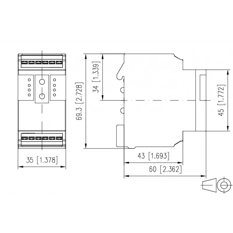 METZ MR-F-AO4 módulo de salida analógica Modbus RTU, 4 canales, RS485, 16 bits, carril DIN 110835130270