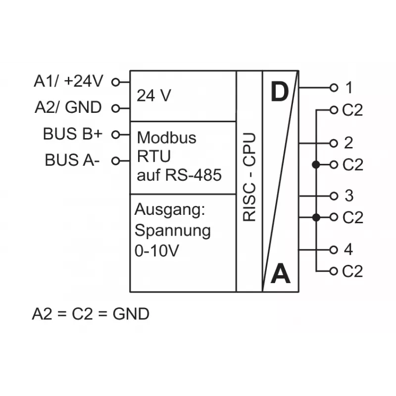 METZ MR-F-AO4 módulo de salida analógica Modbus RTU, 4 canales, RS485, 16 bits, carril DIN 110835130270