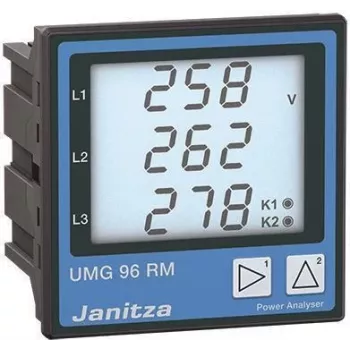 Janitza UMG 96RM-E medidor universal / analizador de calidad de red, 90-277V AC/DC, montaje en panel 96x96mm, RS485 Modbus RTU 5222062