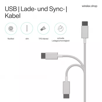 Flexline cable USB de carga y sincronización, USB-A a USB-C, 2.0, ABS, blanco, 0,5m (FL31-13040)