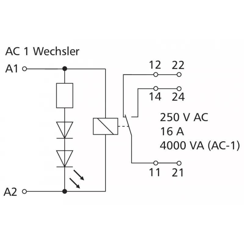 METZ Connect RM21 relé de potencia en miniatura 24 V AC 1 conmutador 16 A PCB 11051110