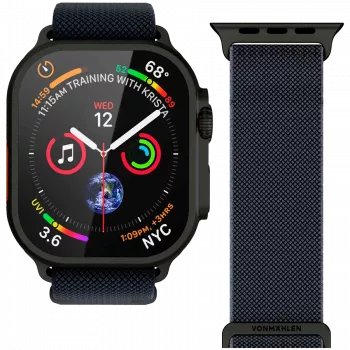 VONMÄHLEN Classic Nylon Loop para Apple Watch 40/41/42 mm, One Size, Navy Black