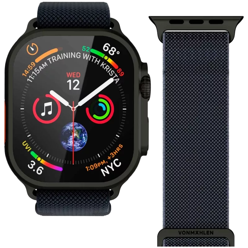 VONMÄHLEN Classic Nylon Loop para Apple Watch 40/41/42 mm, One Size, Navy Black