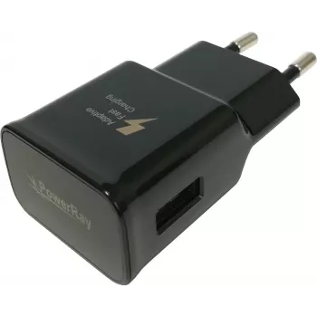 PowerRay PR-TA20EBE cargador de pared USB de 2 clavijas UE, 5V/2A, negro, a granel