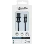 PowerRay cable de datos y carga USB-C a USB-A, 1,2 m, textil negro PR-DCUC120TBK