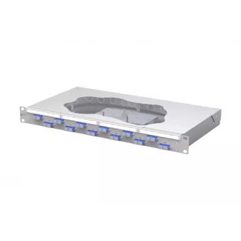 METZ CONNECT OpDAT fix panel de conexiones de empalme de fibra óptica, 12x SC-Duplex OS2, 1U, gris claro 150459E212-F