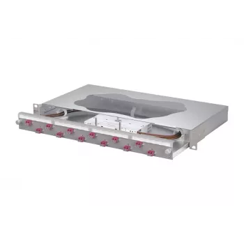 METZ CONNECT panel de conexiones de empalme 12x LC-Duplex OM4, 1U, montaje en rack de 19 pulgadas, gris 1504677512-F