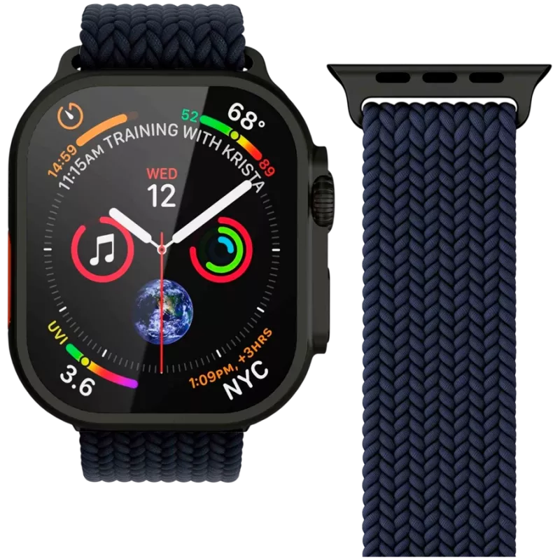 VONMÄHLEN Woven Loop para Apple Watch 44/45/46/49mm, azul marino negro