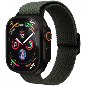 VONMÄHLEN Woven Loop para Apple Watch 44/45/46/49mm, verde oliva negro