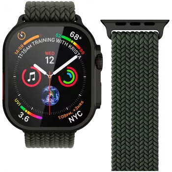 VONMÄHLEN Woven Loop para Apple Watch 44/45/46/49mm, verde oliva negro