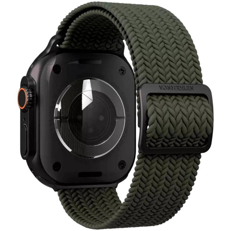 VONMÄHLEN Woven Loop para Apple Watch 44/45/46/49mm, verde oliva negro