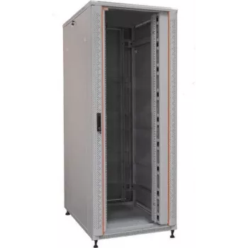 IT-BUDGET rack de servidor de 19 pulgadas SRK 42U, 800x1000 mm, puerta de cristal/acero macizo, canales para cables, montado, gris claro (99ITB19SRK42810GGNM)