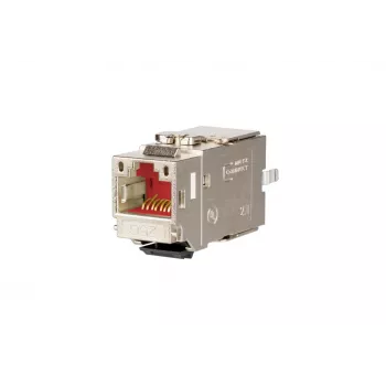 METZ CONNECT C6Amodul K 180° 25G keystone jack, apantallado, Cat.6A, 25 Gigabit Ethernet, IDC sin herramientas, zamak, certificado GHMT 130B21-25-E