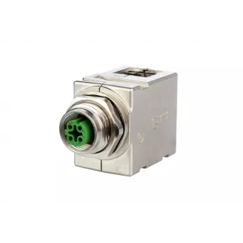 METZ MWN911A115 Conector macho/hembra M12 codificado A de 4 polos para sensor/actuador, montaje en panel, conector macho a conector hembra, IP67