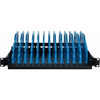 IT-BUDGET Caja deslizante de 19 pulgadas para tablets y dispositivos - 12 compartimentos - negro (521160)