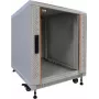 IT-BUDGET Rack de red de 19 pulgadas SRK 12U 600x800 mm gris claro flatpack con puertas de cristal/acero