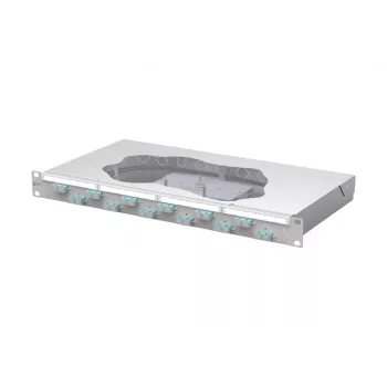 METZ CONNECT panel de parcheo de empalme 12xSC Duplex OM3, 1U, gris claro 150455BA12-F