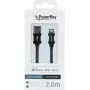 PowerRay PR-DCUL200TBK cable trenzado USB-A a Lightning con certificación MFi, 2 m, Negro