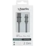PowerRay PR-DCUL200TGY cable trenzado USB-A a Lightning con certificación MFi 2m gris textil