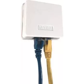 IT-BUDGET toma de red Cat.6A UTP de superficie, 2 x RJ45, blanco puro, entrada de cable horizontal, PoE+ 90ITBDDAPE