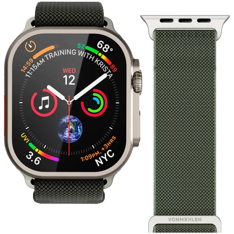 VONMÄHLEN Classic Nylon Loop 44, 45, 46, 49mm talla única, Oliva