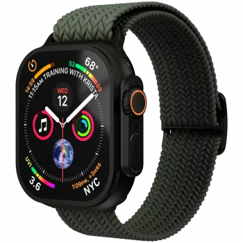 VONMÄHLEN Woven Loop para Apple Watch 40/41/42mm, Oliva Negro
