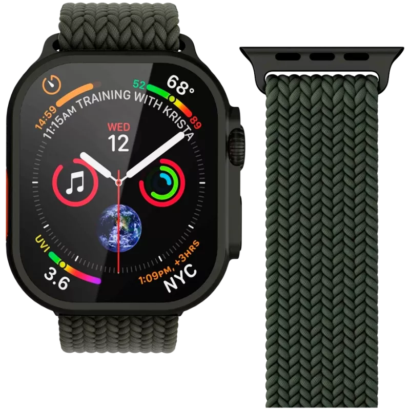 VONMÄHLEN Woven Loop para Apple Watch 40/41/42mm, Oliva Negro