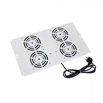 IT-BUDGET unidad de ventilador de techo para armarios SRK - 4 ventiladores activos - 640 m³/h - termostato - interruptor - gris claro 90ITB19SRKXFAN4G