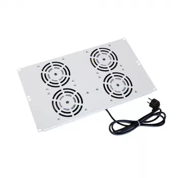 IT-BUDGET unidad de ventilador de techo para armarios SRK - 4 ventiladores activos - 640 m³/h - termostato - interruptor - gris claro 90ITB19SRKXFAN4G