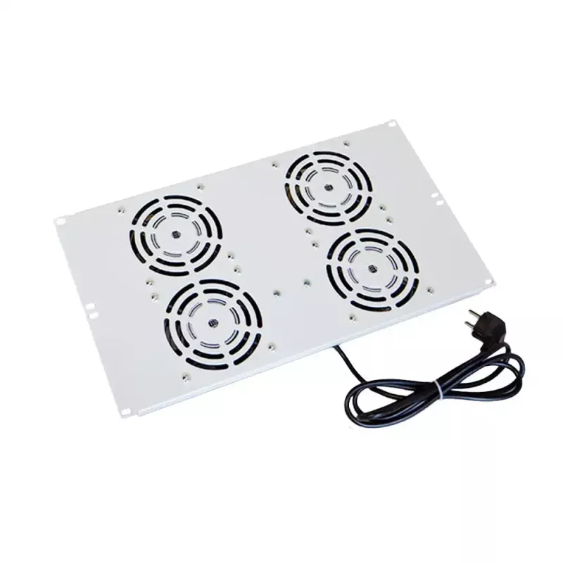 IT-BUDGET unidad de ventilador de techo para armarios SRK - 4 ventiladores activos - 640 m³/h - termostato - interruptor - gris claro 90ITB19SRKXFAN4G