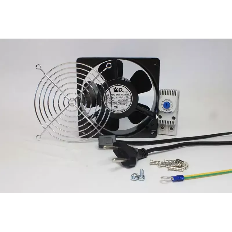 IT-BUDGET set completo ventilador para armario IT con termostato - 160 m³/h de caudal de aire - 230 V - 1 ventilador, rejilla de protección, cable, termostato, tornillos (90ITBLUESET1T)
