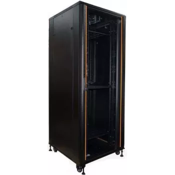 IT-BUDGET armario de servidores de 19 pulgadas SRK 42U 800x1000 mm puerta de cristal/acero canaletas Flatpack negro