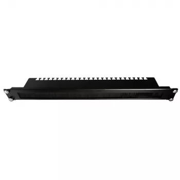 IT-BUDGET panel de gestión de cables de 19 pulgadas con regleta de cepillos y guías de alivio de tracción, 1U, negro 90ITBKDFPKL1HES