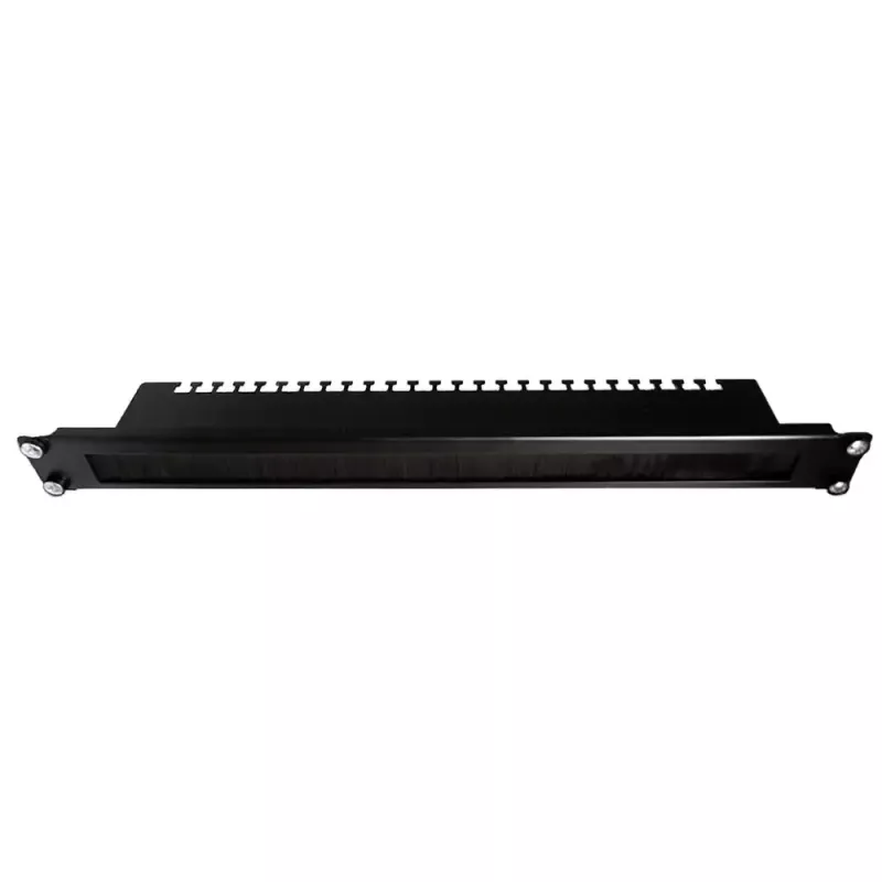 IT-BUDGET panel de gestión de cables de 19 pulgadas con regleta de cepillos y guías de alivio de tracción, 1U, negro 90ITBKDFPKL1HES