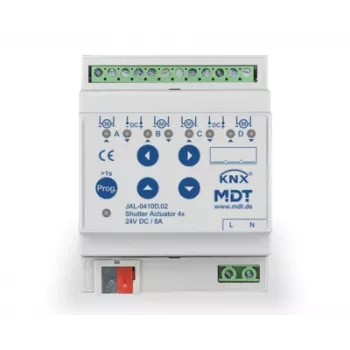 MDT JAL-0410D.02 actuador de persiana 4 canales, 4TE, 24VDC, 8A