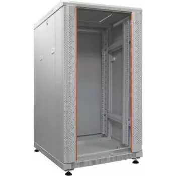 IT-BUDGET armario de red de 19 pulgadas SRK - 18U - 600x600 mm - puerta de cristal/acero - montado - gris claro 99ITB19SRK1866GGNM