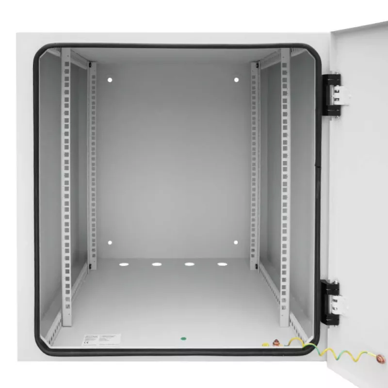 IT-BUDGET armario de red de pared de 19 pulgadas Easy - puerta de acero - 12U - An 600 x Pr 600 mm - chapa de acero - gris claro (90RR19CWV1266MG)