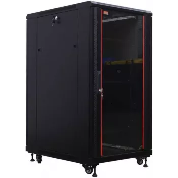 IT-BUDGET armario de red de 19 pulgadas SRK - 22U - 600x800 mm - puerta de cristal delantera / puerta de acero trasera - premontado - negro (99ITB19SRK2268GSNM)