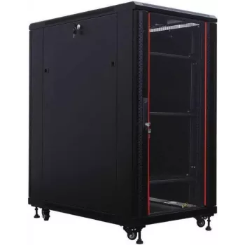 IT-BUDGET rack de servidores de 19 pulgadas SRK - 27U - 800x1000 mm - puerta de cristal/acero - canaletas - Flatpack - negro 90ITB19SRK27810GSN