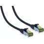 IT-BUDGET cable de parcheo premium de cobre macizo Cat.6A con cable bruto Cat.7, 600 MHz, libre de halógenos, PoE+, 10 Gbit, negro, 3 m 90ITB6A7PK3S