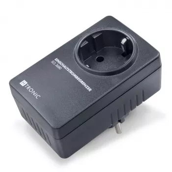 H-Tronic 1114730 limitador de corriente de conexión SCL 3680 IP20, 16 A, 3680 W, adaptador de enchufe Schuko, negro