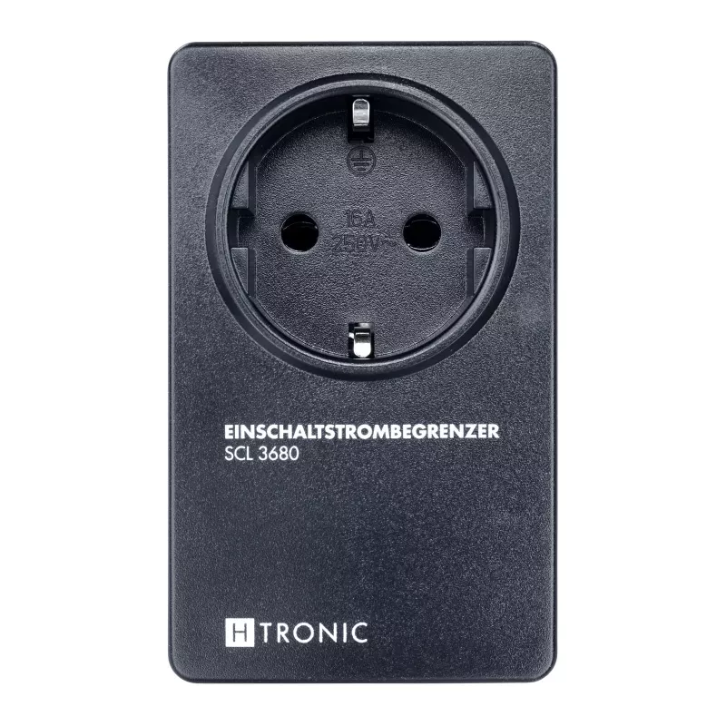 H-Tronic 1114730 limitador de corriente de conexión SCL 3680 IP20, 16 A, 3680 W, adaptador de enchufe Schuko, negro