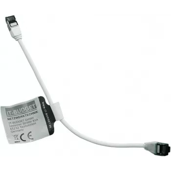 IT-BUDGET Cat.8.1 Slim cable de parcheo S/FTP 28 AWG cobre macizo LSZH blanco 0,15 m 40Gbps PoE+ 90ITBSLIM81PK015W
