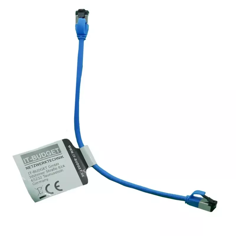 IT-BUDGET Cat.8.1 Slim cable de parcheo Ethernet, S/FTP, 40Gbps, 2000MHz, LSZH, PoE+, azul, 0,5m 90ITBSLIM81PK050B